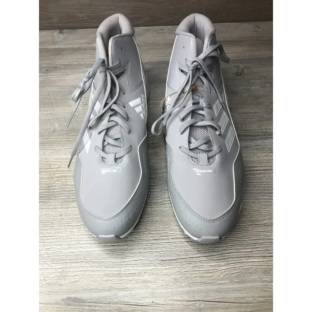 Adidas Men's Icon 7 TPU Baseball Cleats Silver Gray White Size 13.5 Mens New